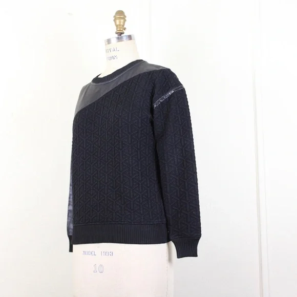 Ohne Titel Black Leather Quilted Sweatshirt / Sweater - xs, extra small - Picture 5 of 7